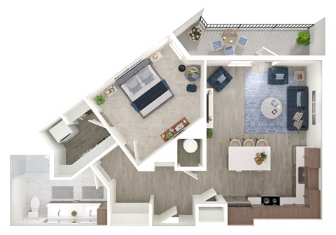 a1 floor plan  1 bedroom with 2 baths  129